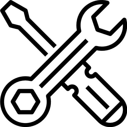 A simple, minimalist icon of a person with a headset, outlined in blue on a black background, conveying a customer service or tech support theme.